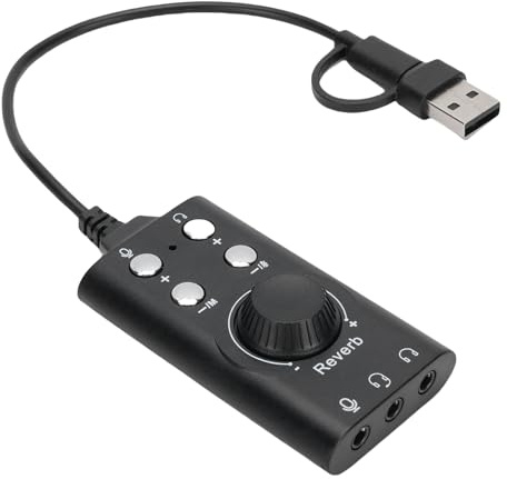 VBESTLIFE Tarjeta de Sonido USB, Tarjeta de Sonido Estéreo Externa con Control de Volumen, Adaptador de Audio USB C a 3.5 Mm para PC, Computadora Portátil, Escritorio, Auriculares, etc.