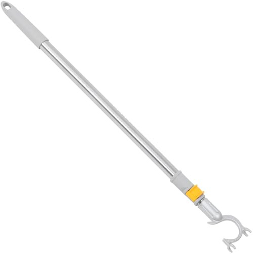 LALAFINA Clothes Hook Pole Lightweight Stainless Steel Telescopic Clothesline Rod 64-101Cm Extendable Hook Stick for Hanging Clothes, Plants and Bird Feeders Indoors