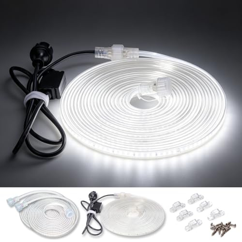 LaapDak LED Baustrahler,LED streifen,20m,220V,230V,IP54, 6500K,Arbeitsleuchte, led lichtschlauch, Baustellenlampe,Bau,Garage,Garten,Innen und Außen
