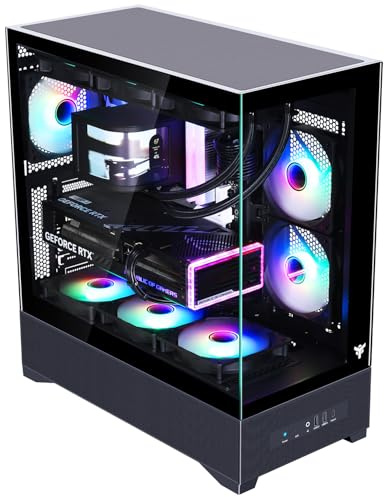 Itek Caja SHOWBUI 37B – Torre ATX con 3 Ventiladores ARGB de 12 cm, USB-C, 2× USB 3.0 y Paneles Frontal y Lateral de Vidrio Templado