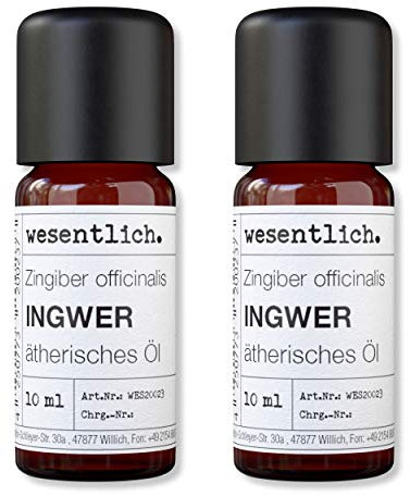 wesentlich. Ingweröl - ätherisches Öl - 100% naturrein (Glasflasche) - u.a. für Duftlampe und Diffuser (2x10ml)