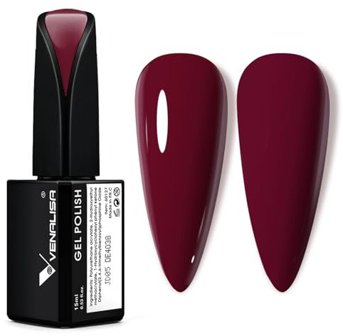 VENALISA UV Nagellack Dunkelrot Gellack Nagellack Gel für UV Nagellampe Langlebige Maniküre Nagelgellack Soak Off Nail Gel Polish Rot 15ml