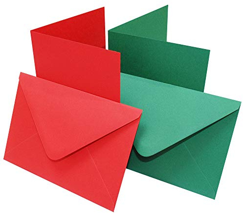 Craft UK 2363 C7 Red & Green Cards & Envelopes Pack of 40