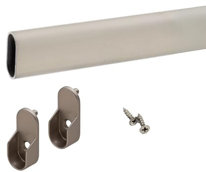 Oval Closet Rod CUSTOM CUT TO SIZE. Up to 92 inches long! Choose Finish. Includes End Supports.
