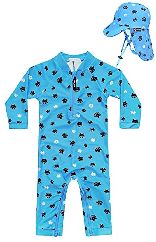 weVSwe Baby Swimsuit UPF 50+ Protection Toddler Boy Sunsuit with Sun Hat Crab Beachwear Rash Guard Easier Diaper Changes Newborn