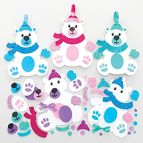 Baker Ross FE947 Eisbär Dekoration Bastelset - 8er Pack, Weihnachten Dekoration Bastelsets Für Kinder, Kindergeburtstag Basteln, Weihnachtsbastelideen
