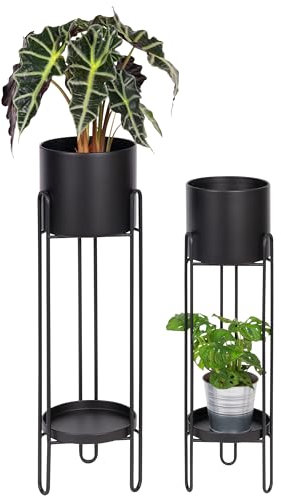 bremermann Blumenhocker 2er-Set, Metall-Blumenständer, Blumensäule schwarz