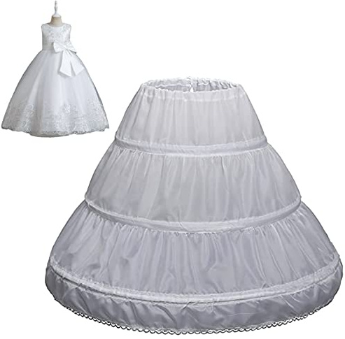 Jikekiroto Crinolina Sottogonna Bambina 3 Cerchi Bambini Crinolina Pizzo Mezza Scivolata della Ragazza Sottogonna Sottoveste per Bambina