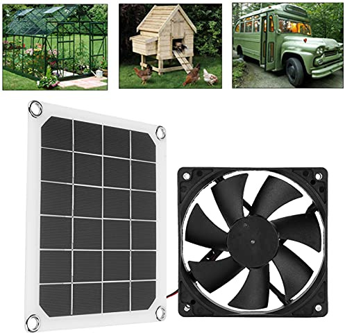 Ejoyous Ventilateur d'extraction à énergie solaire, 6 V 10 W ventilateur solaire étanche, ventilateur solaire USB panneau solaire serre pour camping-cars serres maisons d'animaux poulailler