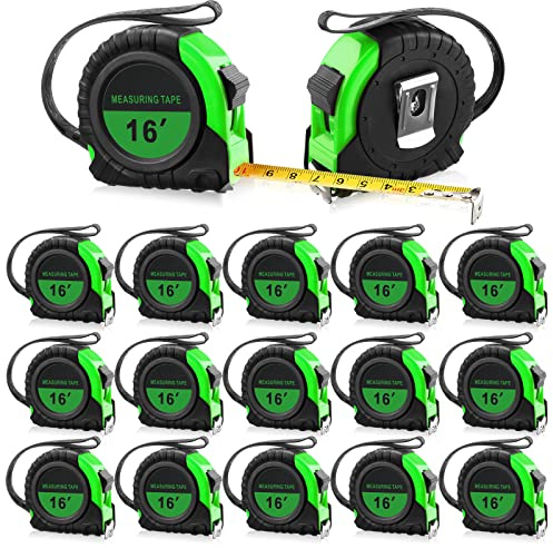 Yunsailing 15 Pack Tape Measure Bulk 16 Feet Retractable Measuring Tape Small Measure Easy Read with Fractions 1/8 Measurement(Green)
