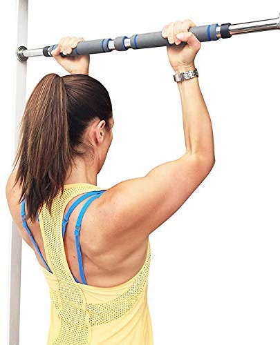 Samnuerly Klimmzugstange Tür Reckstange Stahl 200kg Verstellbares Heimfitnessstudio Workout Kinn Push Up Klimmzugstange (Grau 80)