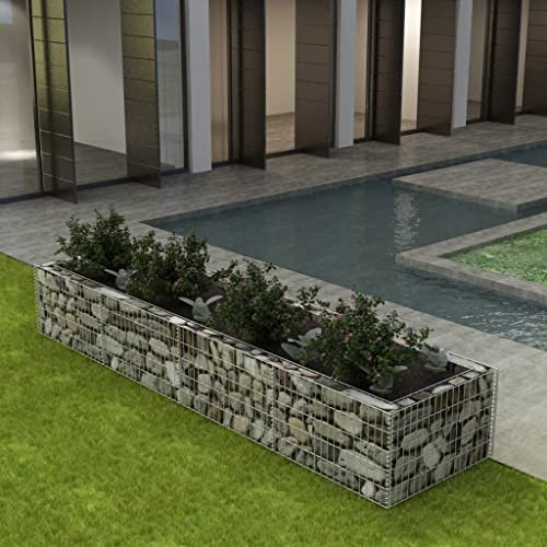 Gabionen Metallgitter Gartenzaun Metall Gabionen-Hochbeet Stahl 360×90×50 cm Ideale Lösung für platzsparendes Gärtnern und gesunde Pflanzen