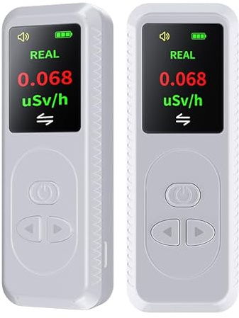 Surakey Digital Nuclear Radiation Detector Geiger Counter Portable Personal Nuclear Radiation Monitor Dosimeter Alpha Beta Gamma X-Ray Detection Tester with USB Charging Cable (White)