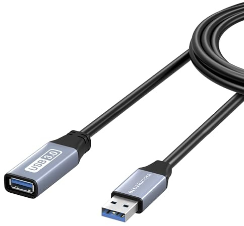 BlueRigger USB 3.0 Extension Cable (2M - 2 Pack, 5 Gbps, Type A Male to Female Adapter Cord) - Long USB Repeater Extender for VR Headset, Printer, Hard Drive, Flash Drive, Keyboard, Mouse, Xbox