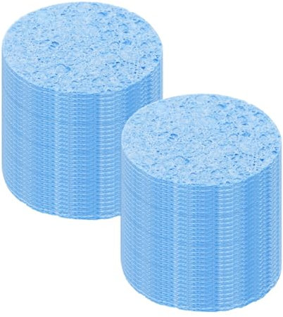 sourcing map 35PCS Soldering Sponge 50mm Round Blue Cleaning Pad Welding Tip Iron Replacement for Cleaning Soldering Iron 1mm Natural Thickness 6mm Water Absorption Thickness