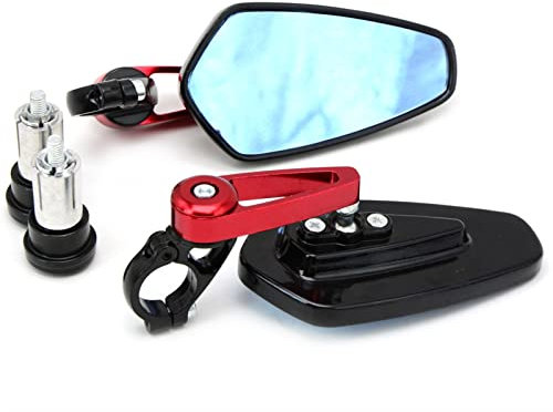 Motorradspiegel 7/8 Universal Motorrad Spiegel Rückansicht Lenkerende Rückspiegel Für Ducati Monster 795 796 696 1100 1098 1198(Color:Black Red)
