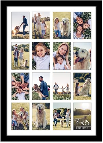 Americanflat 4x6 Collage Picture Frame with Polished Plexiglass - Multi Picture Frames Fit Sixteen 4x6 Photos or Use as One 18x26 Poster Frame for Wall Display - Signature Collection - Black