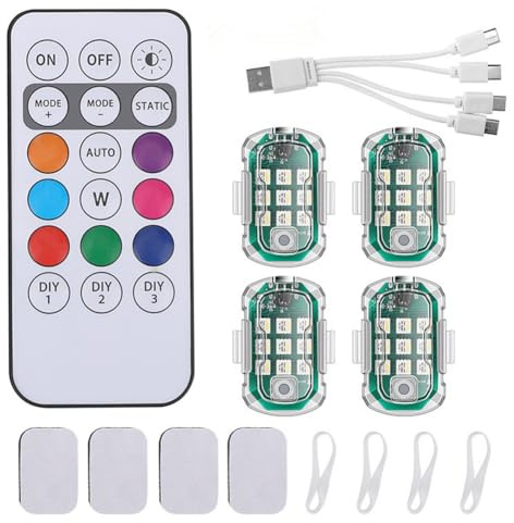 WASAGA Voyants D'alarme à Distance avec Plusieurs Couleurs, Mini Réflecteur LED Stroboscopique Étanche avec Mode Flash pour Vélo Voiture Moto Scooter
