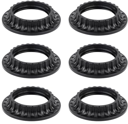 6pcs Light Socket Shade Rings, 1-3/8 Inches Thread Diameter Lamp Shade Retaining Ring Plastic Lamp Shade Screw Collar Rings Threaded Lamp Shade Ring for E26 Sockets Rings for Light Fixtures