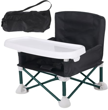 Silla plegable de alimentación para bebés, asiento elevador portátil de viaje, asiento elevador con bandeja extraíble para comedor, camping, playa, fácil de llevar, ajustable, silla de alimentación