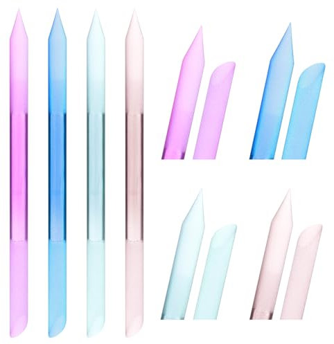 Teaaha 4 Stück Glas Nagelhautschieber, Nagelhautentferner, Runde Nagelfeile Glas Nagelhautentferner Werkzeug, Maniküre-Stick Präzisionsfeilen für Frauen Zuhause und Nagelstudios