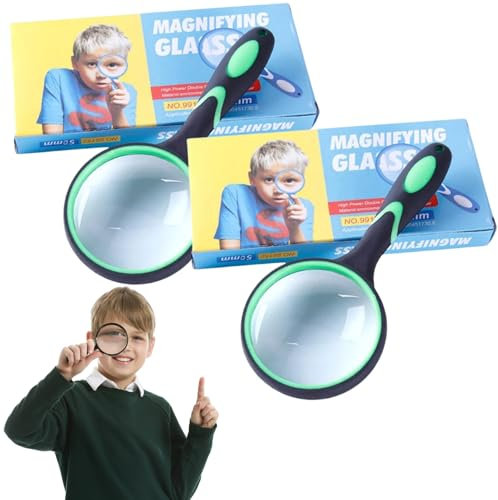 Lupe,2 Stück Große Lupe,10-fache Vergrößerung, Handlupe für Wissenschaftsbücher, Zeitungen, Lesen, Insekten, Hobbybeobachtung, Premium-Qualität, rutschfest
