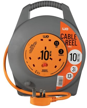 WE Retail Ultra-Tough 10m 13A Professional Extension Reel with 3 Power Sockets - Perfect for toolbags - Tradesman and Diy'ers - ECR10