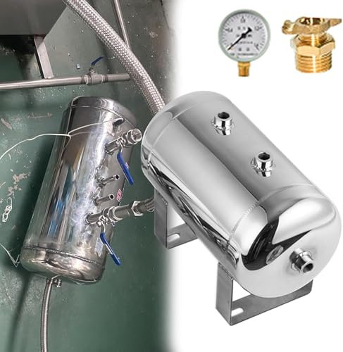 SAFWELAU Réservoir d'eau sous pression Réservoir de Pression Réservoir de compresseur d'air avec manomètre, robinet de vidange 1/4 in et clapet anti-retour 1/2 Npt, Petit réservoir d'air comprimé(50L/