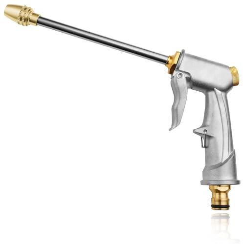 Pistola da Giardino in Metallo, Pistola a Spruzzo d'Acqua da Giardino ad Alta Pressione con ugello in Ottone, lavaggio auto, irrigazione Prato e Pulizia di marciapiedi