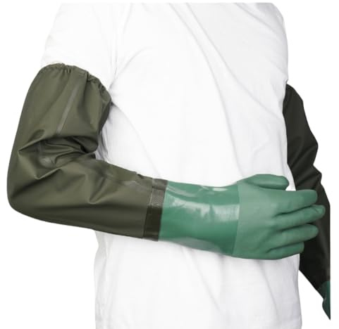 YIOIY Pond Gloves, Extra Long Drain Cleaning Gloves, Waterproof Sleeve Gloves, Full Arm Gloves for Men Women (Dark Green, Gauze Lining)