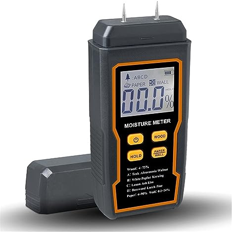 Misuratore di Umidità, Rilevatore di umidità del misuratore di umidità del legno Rilevatore di umidità'ago portatile for cartongesso carta da parati for legna da ardere per legna da ardere, legname e