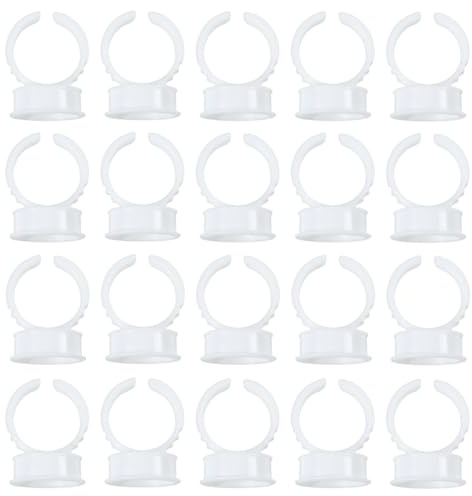 COYUN 100 Pezzi Colle Bagues Support de Colle de Cils Glue Anneaux Tatouage D'encre Anneaux Jetables pour Cils Extensions,Maquillage et Sourcils