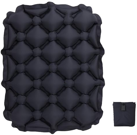 Guegine Inflatable Cushion Portable Lightweight Travel Air Sitting Pad Foldable Comfortable and Stress-Relieving Suitable for Outdoor Offices Stadium Stands Airplanes Cars Etc (Black)