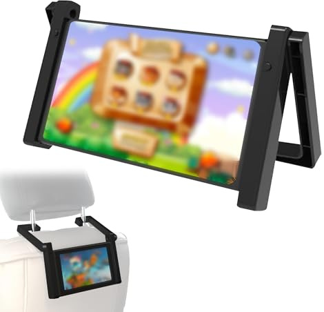 xtemtoamz Tablet Halterung Auto, Spielkonsolen Halterung für Switch, Schreibtisch Autohalterung 2-In-1, Faltbar Tablet Halter Kopfstütze, zum Ansehen von Videos und Spielen, Schwarz