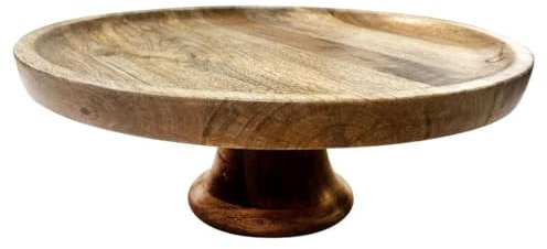 Olympia Cake Stand Mango Wood 330x120mm - Rustic Farmhouse Food Display Holder for Desserts, Cupcakes HY757
