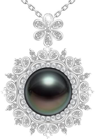 Atopearl Tahitian Schwarze Perle Anhänger Halskette für Frauen 10-11mm AAAA Tahitianische Perle FüR Frauen Jubiläum Schmuck Weihnachten Muttertags Mama Valentinstag Hochzeit Geburtstag Frau Freundin