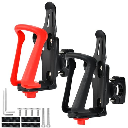 WEFHEF 2 Pcs Porte Bidon Vélo Ajustable, Support Gourde Vélo Rotatif à 360°, Porte Bouteille Moto Compatible avec 55-75 mm de Diamètre, Support Gobelet VTT, pour Fauteuil Poussette Trottinette