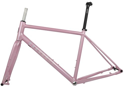 HZXQCVB 700C Gravel Rennrad-Rahmenset 44/47/50/53cm Scheibenbremse Steckachse 100/142mm Rahmen Fahrradrahmen Aus Aluminiumlegierung Mit Gabel BSA BB68mm(Pink,470mm)
