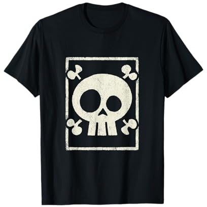 Calavera Minimalista Envejecida con Huesos, diseño gótico Punk Camiseta
