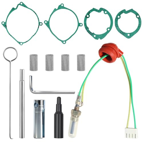 Set di Riparazione Universale per Riscaldamento Diesel 12V 2KW 5KW 8KW, 14 Pezzi Manutenzione per Riscaldatore con Candelette in Ceramica, Reti Atomizzanti e Strumenti per Auto, Camion, Barche