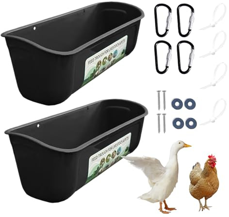 Mangeoire pour Poulets - Seau à Abreuvoir pour volailles sans déchets - avec Clips - en Acier galvanisé - Support de Jardin et de clôture - Design Anti-Fuite - pour Poules, Canards et Oiseaux