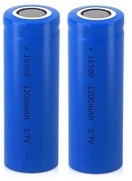 Batteria ricaricabile da 3,7 V, 1200 mAh, 16500, 2 pezzi, per fari, torce a LED, mini ventilatori, ecc.