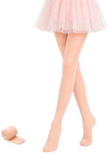 JinBei Medias de Ballet para Niña Mallas con Pies 90D Opacas, 3-12 años | Elásticas, Suave, Transpirable, Cómodas Leggings, Sin Costura, Leotardos Ropa, Sólido, para Escuela, Gimnasia, Danza, Casual