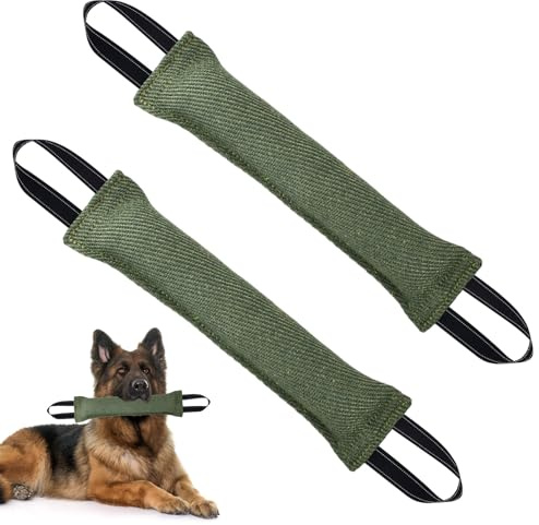 2 Pz Manicotto per Cani 30 cm Giocattolo per Cani Salsiccia Salsicciotto Cane Addestramento per Il Gioco Cuscino da Morso Interattivi per Cani con 2 Maniglia per l'Addestramento o per il Gioco (Verde)