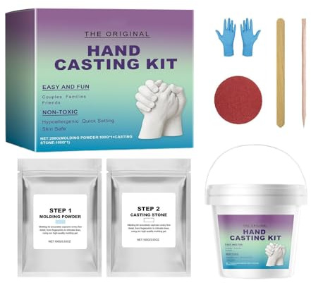 Kit de Molde para Manos en Escayola para Parejas | Molde de Escayola Artesanal Romántico | Set de para Manos en Pareja - Regalo para Familia, Novio, Novia, San Valentín, Madres, Navidad, Boda