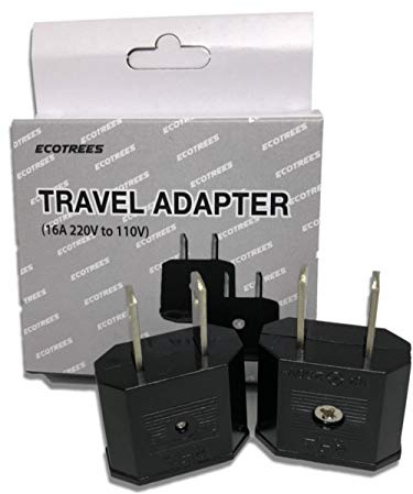 Ecotrees Travel Small European to US Plug Adapter 220v to 110v Travel Adapter Set of 2 / Plug Type C or Plug Type F to Type A (US Standard)/ None Power Convert