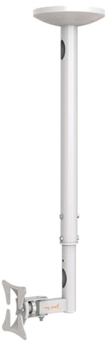 mywall HL4-1WL höjdjusterbar takfäste för platta bildskärmar, 25–76 cm lastkapacitet upp till 30 kg vit 20 års garanti