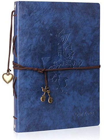 Minlna Album Photos Cuir, Originaux DIY Vintage Album Scrapbooking, Recueillir des Photos, Les Meilleurs Cadeaux de Vacances. (Blue)