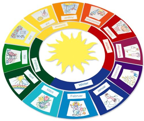 matches21 HOME & HOBBY Jahreskreis DIY Papier Bastelset für Kinder ab 6 Jahren als Lernspiel mit Jahreszeiten