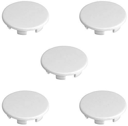 5x CACHE ROND A CLIPSER PLASTIQUE BLANC BOUCHON PROTECTION TROU MEUBLE MUR CLOISON (Ø20mm)